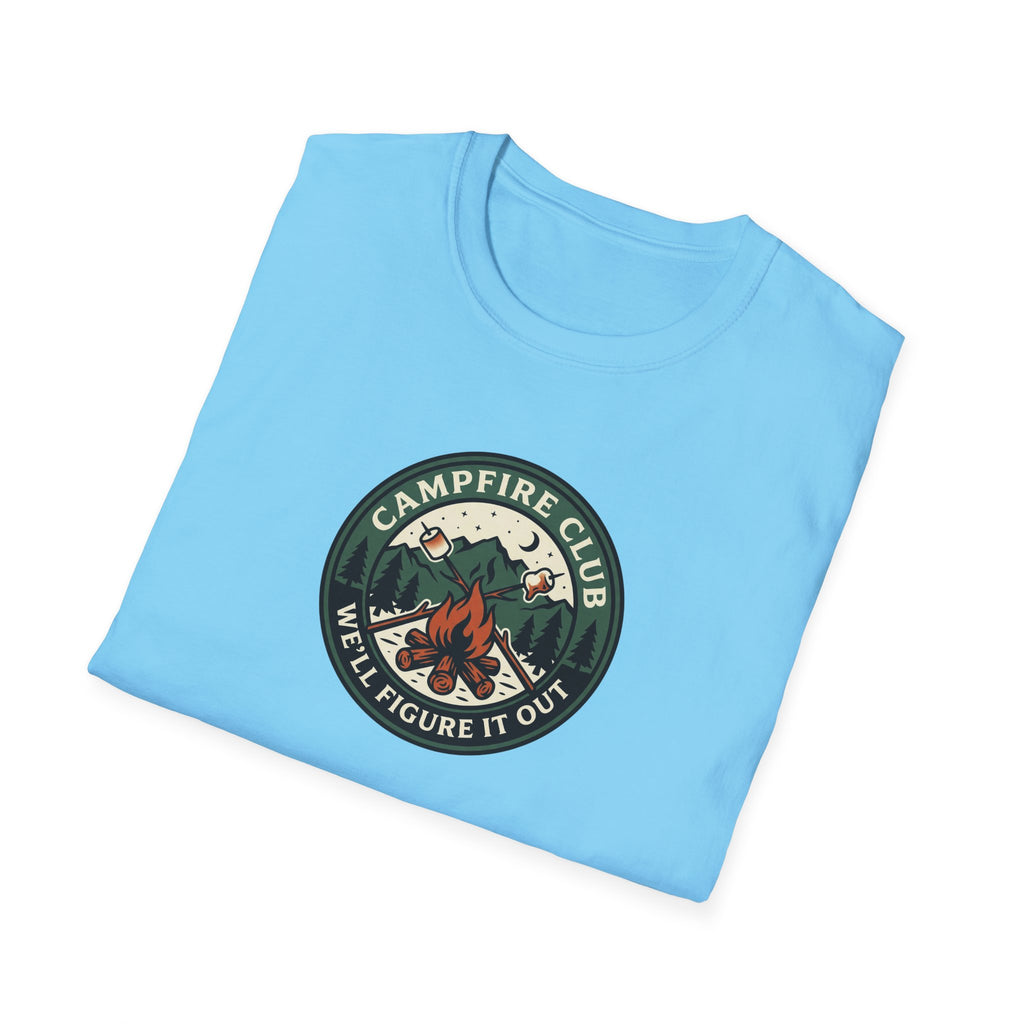 Campfire Club Patch design T-Shirt | Mountain Camping Logo Tee