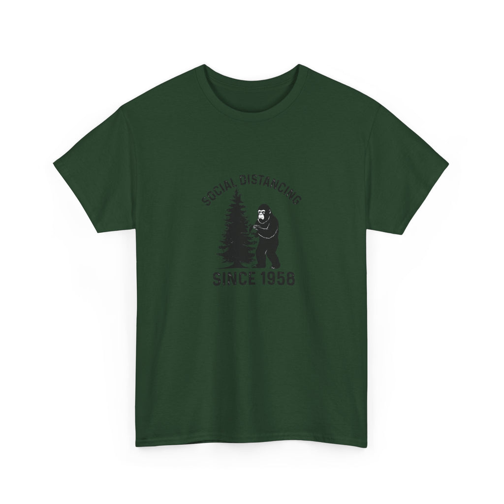 Bigfoot Social Distancing Since 1958 Tee | Sasquatch Forest Graphic Shirt