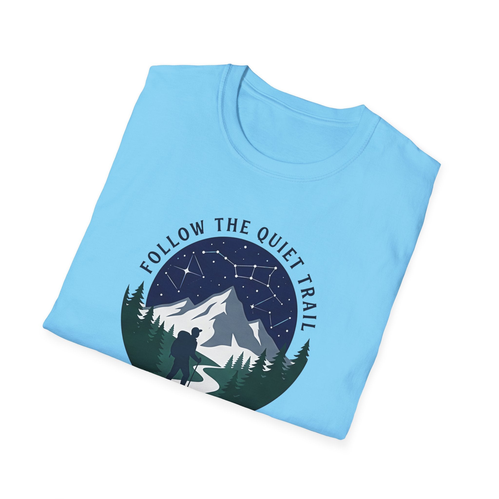 Follow The Quiet Trail Hiking T Shirt | Mountain Night Sky
