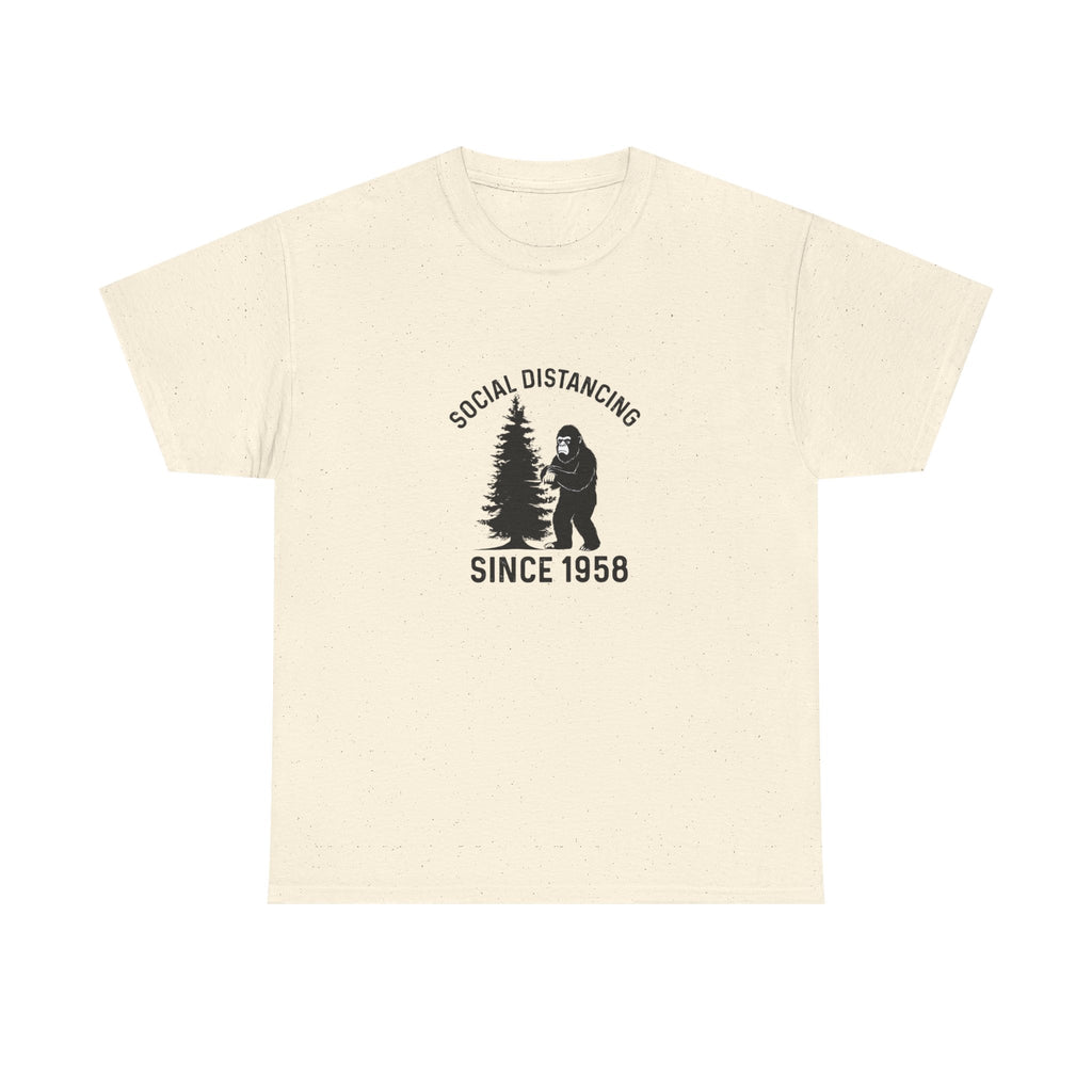 Bigfoot Social Distancing Since 1958 Tee | Sasquatch Forest Graphic Shirt