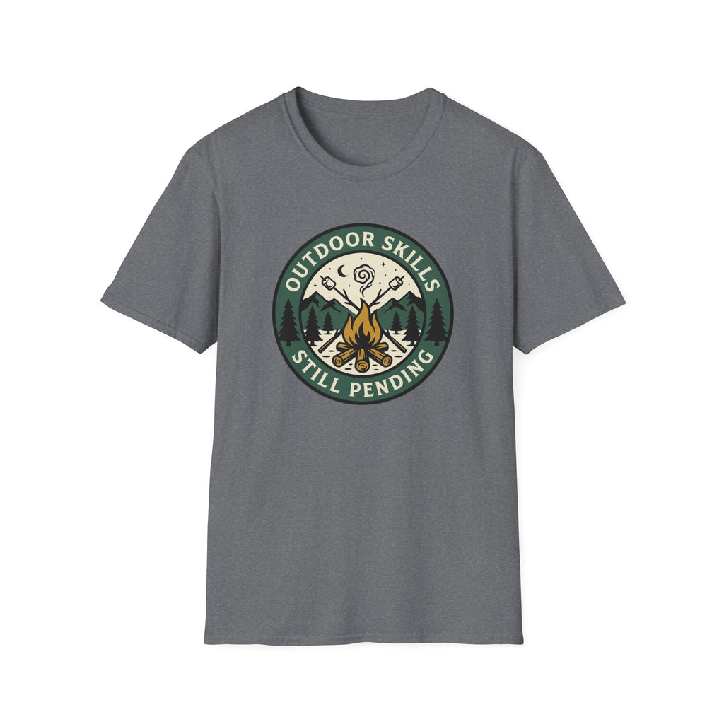 Outdoor Skills Still Pending T-Shirt | Camping Campfire Graphic Shirt