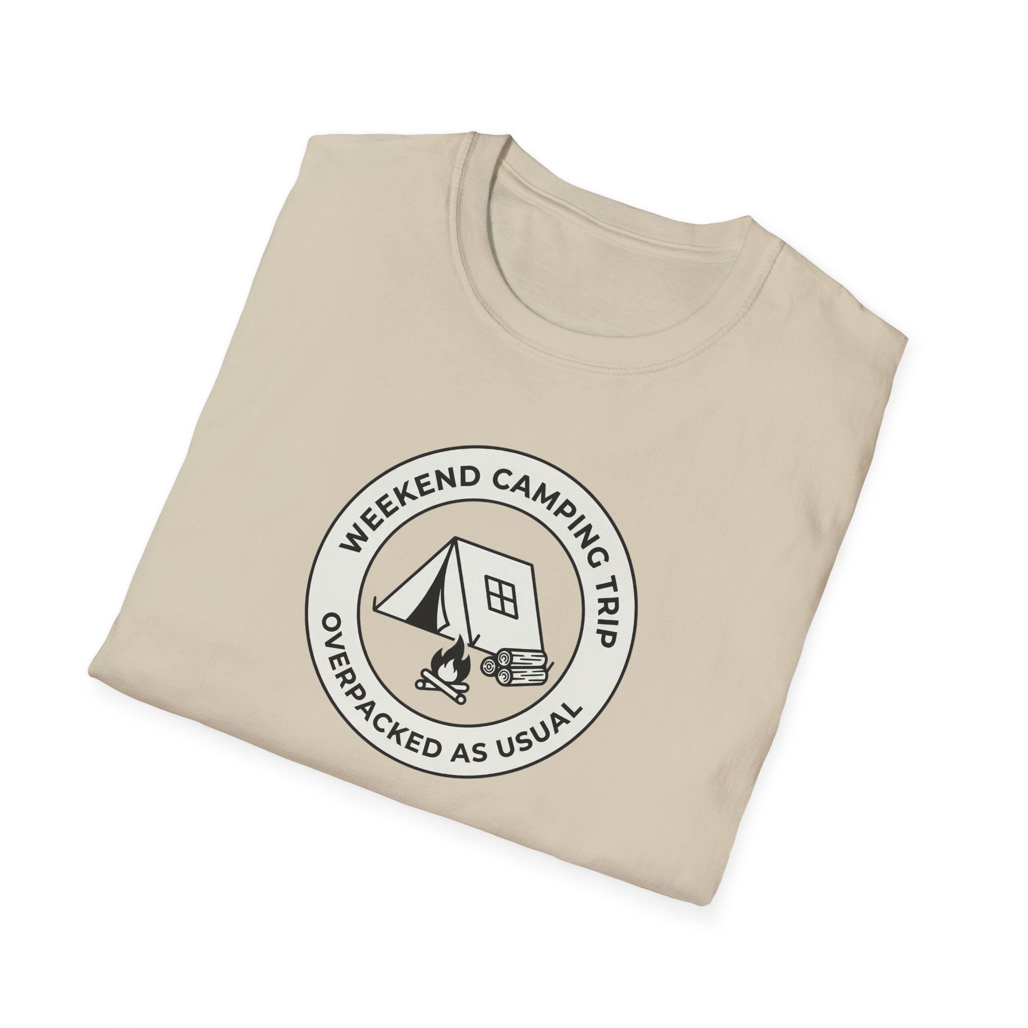 Weekend Camping Trip Overpacked As Usual T-Shirt | Camping Badge Tee