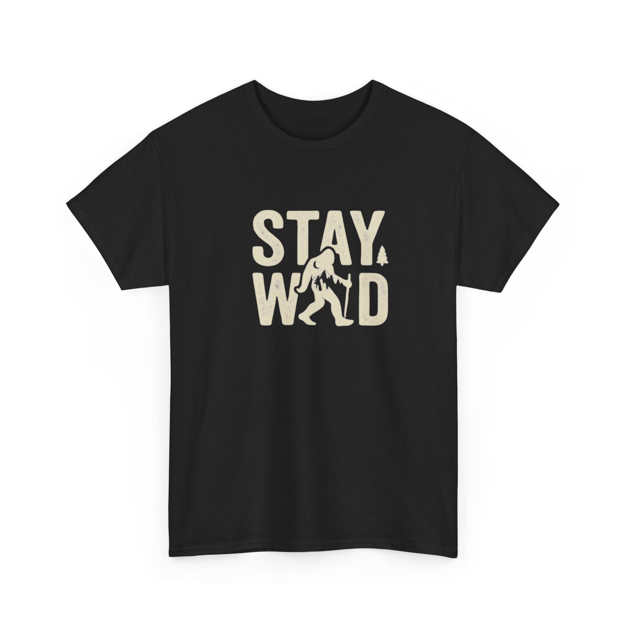 Stay Wild Bigfoot T-Shirt | Sasquatch Retro Typography Tee