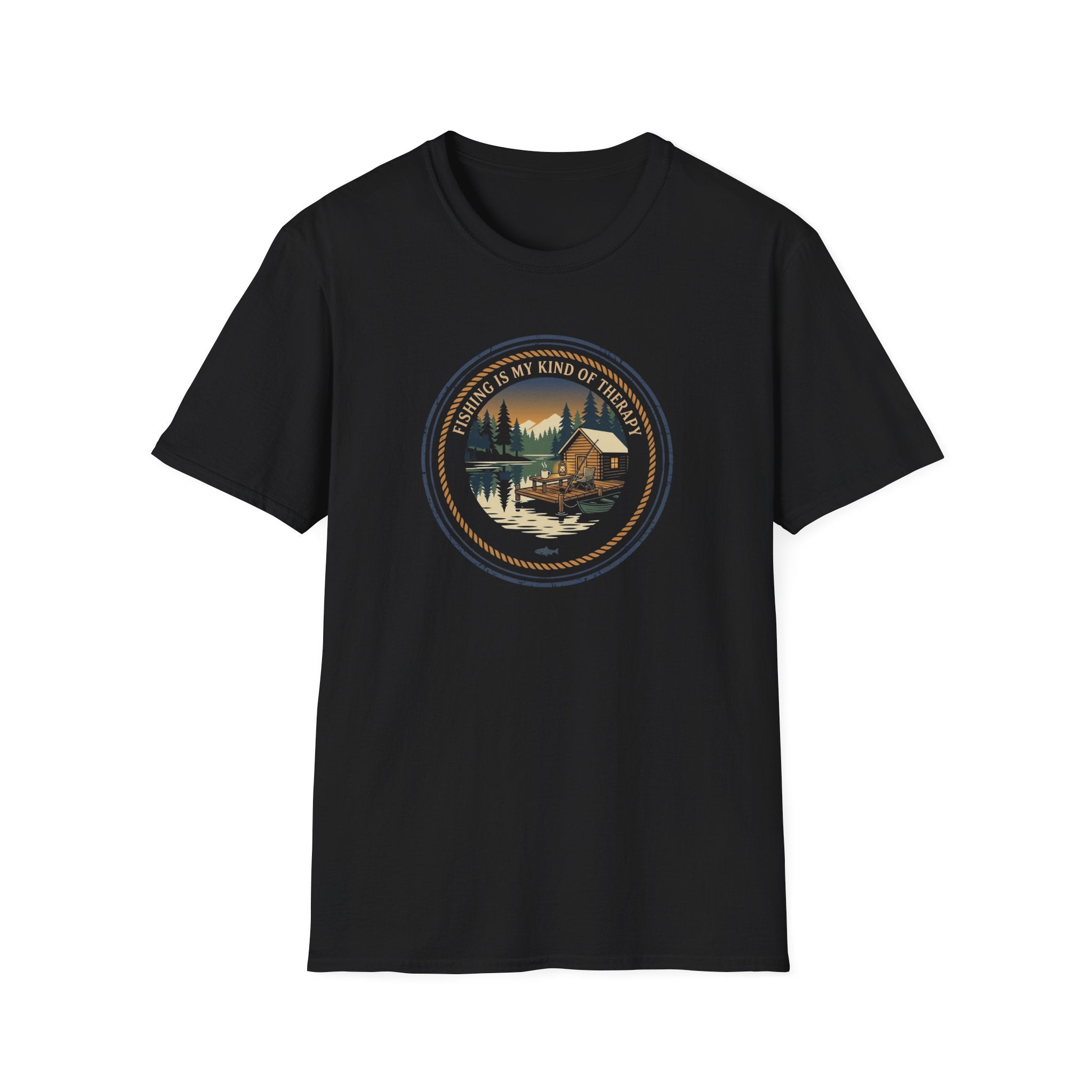 Fishing Is My Kind Of Therapy T-Shirt | Cabin Lakeside Fishing Design