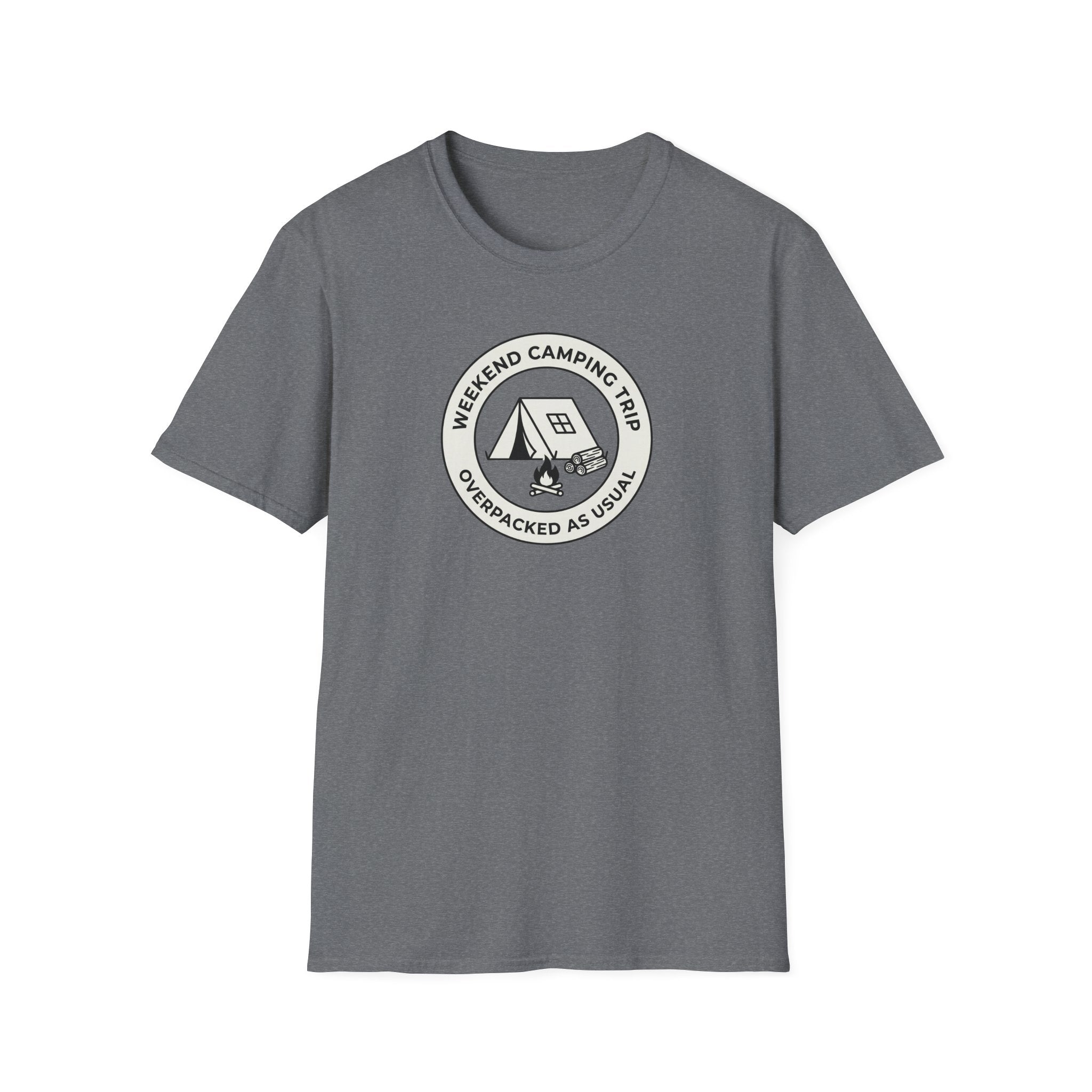 Weekend Camping Trip Overpacked As Usual T-Shirt | Camping Badge Tee