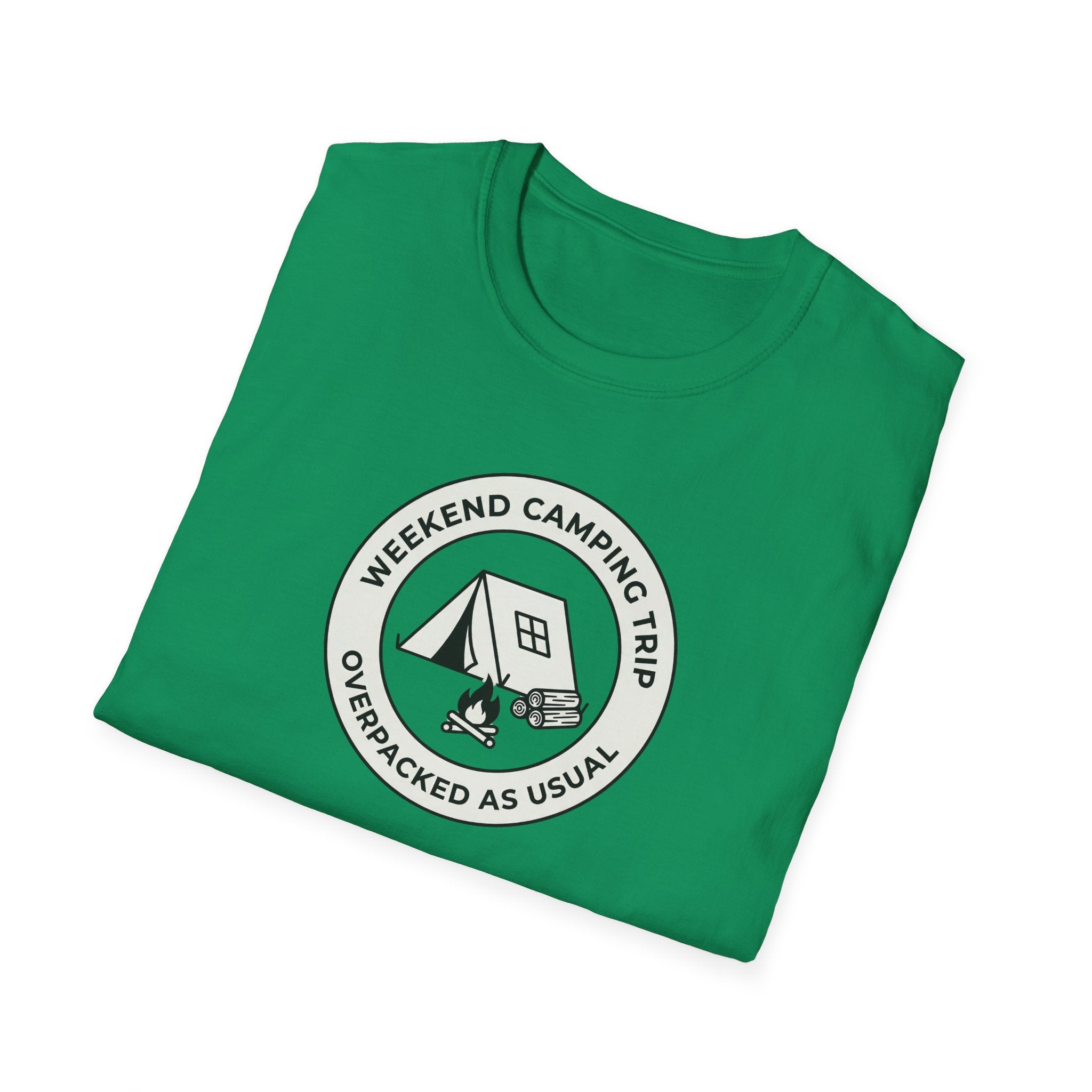 Weekend Camping Trip Overpacked As Usual T-Shirt | Camping Badge Tee