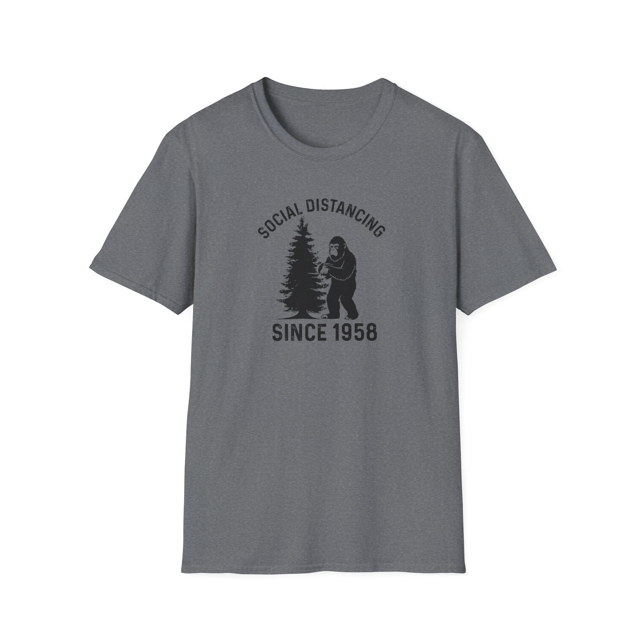 Social Distancing Since 1958 T-Shirt | Bigfoot Sasquatch Graphic