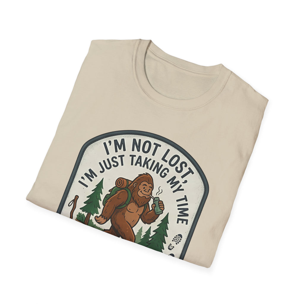 I'm Not Lost I'm Just Taking My Time Sasquatch T-Shirt | Slow Trails Club, Hiking Graphic