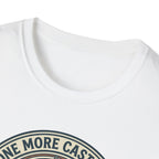 Just One More Cast Fishing T-Shirt | Retro Sunset Angler Design