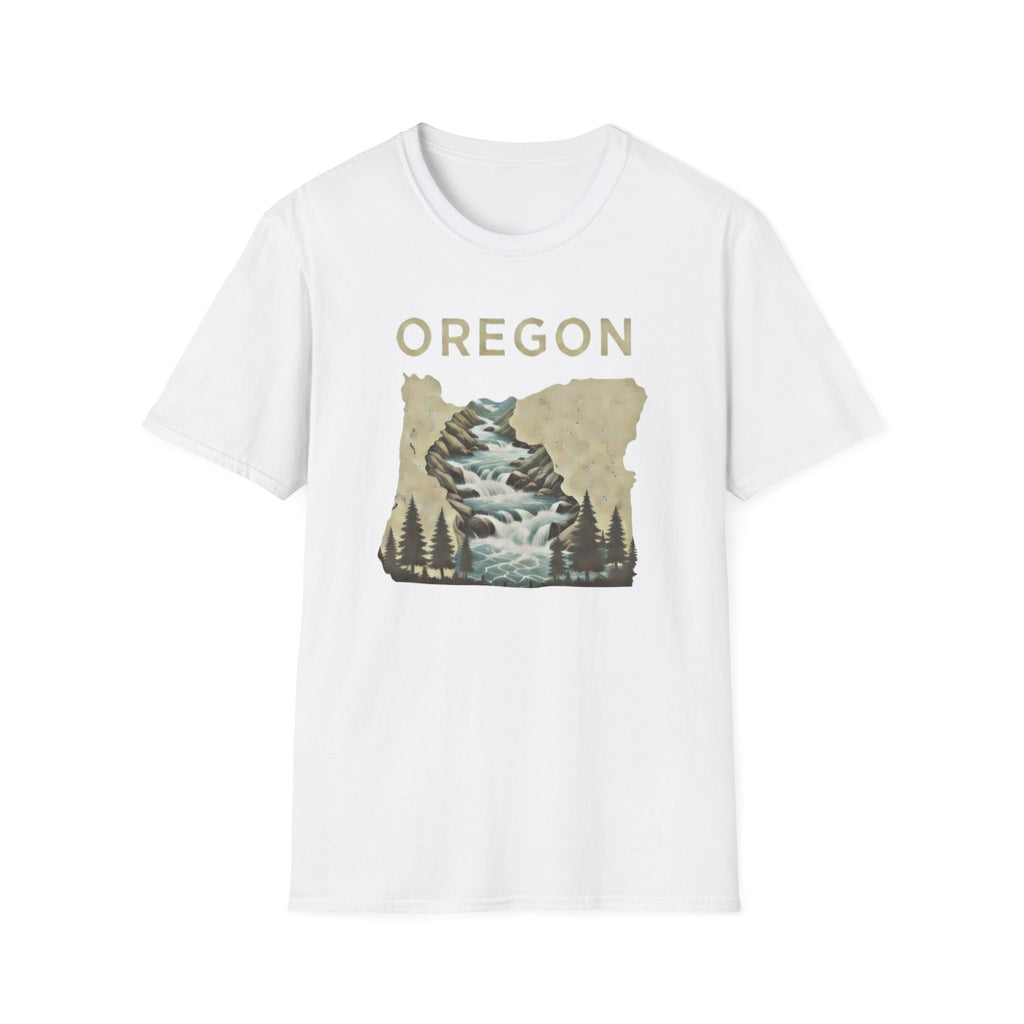 Oregon waterfall state map T-Shirt | River, Pines, Nature