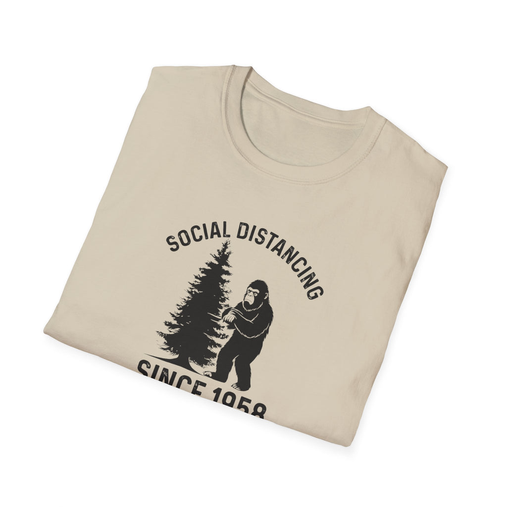 Social Distancing Since 1958 T-Shirt | Bigfoot Sasquatch Graphic