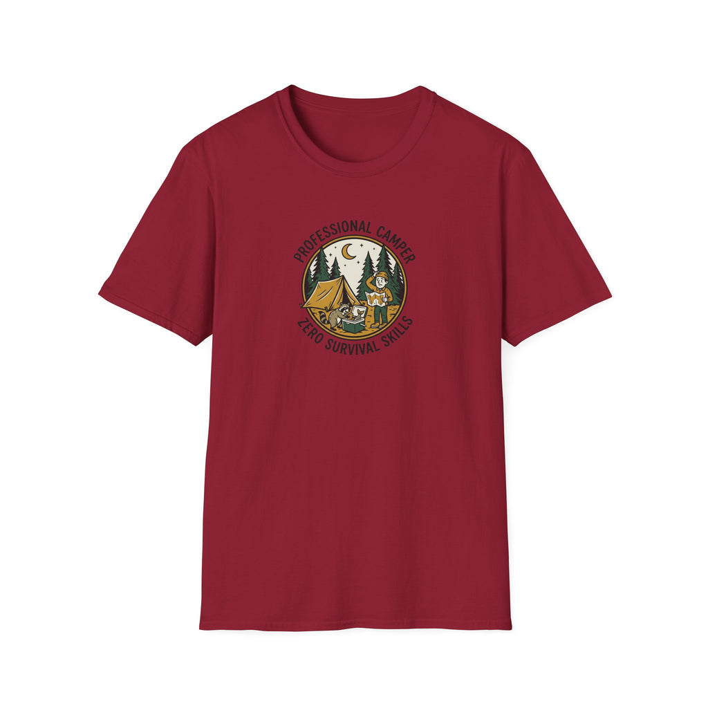 Professional Camper Zero Survival Skills T-Shirt | Camping Graphic Tee
