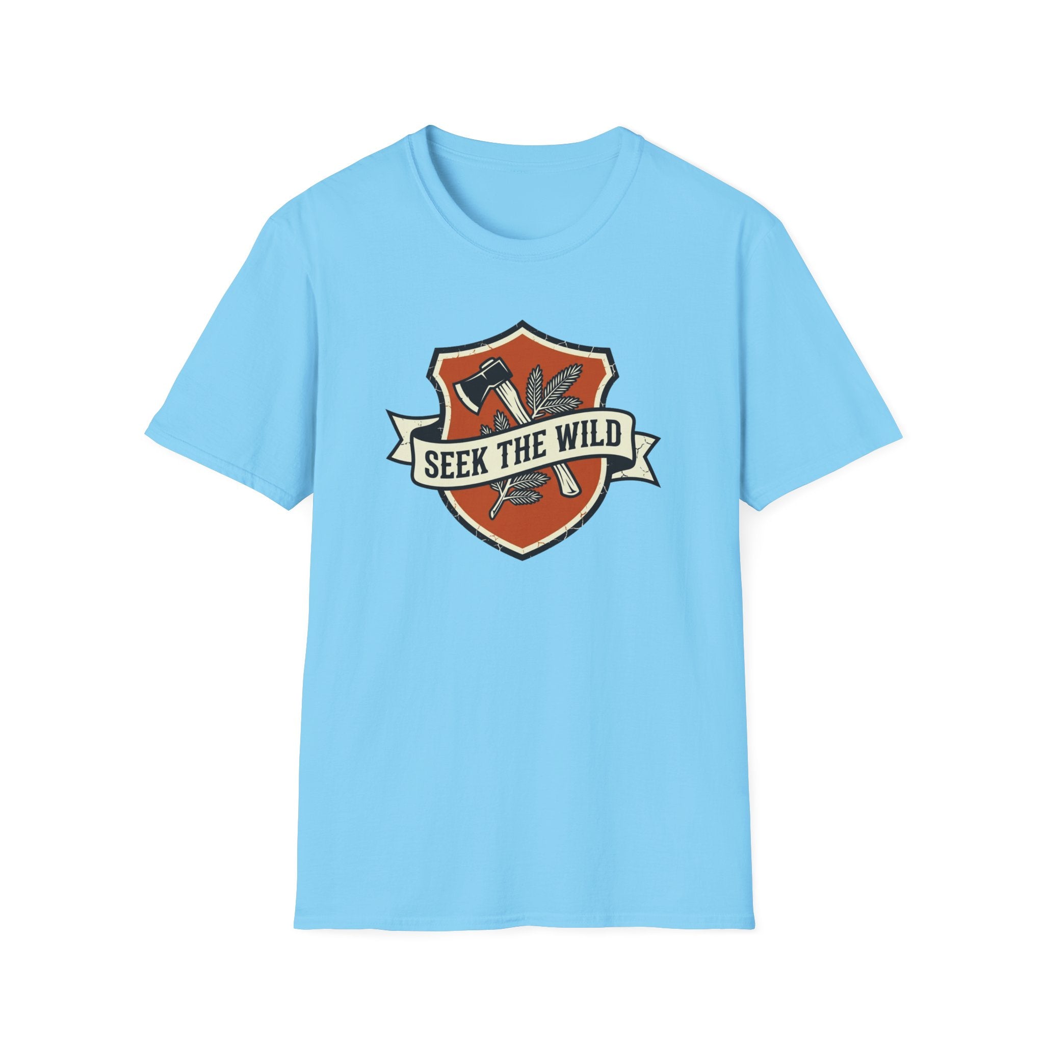 Seek The Wild emblem T-shirt | outdoor adventure badge design