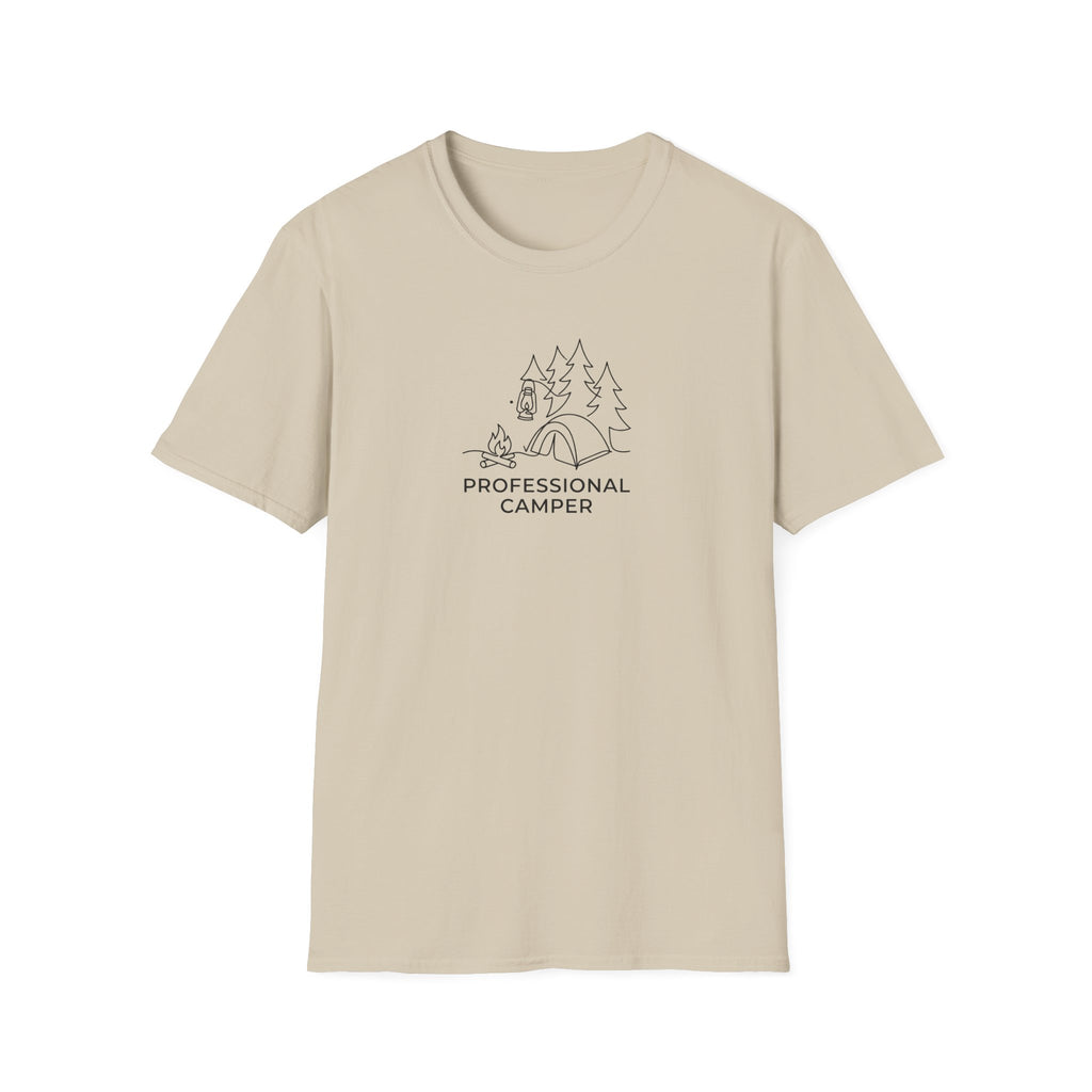 Professional Camper T-Shirt | Minimal Line Art Camping Design