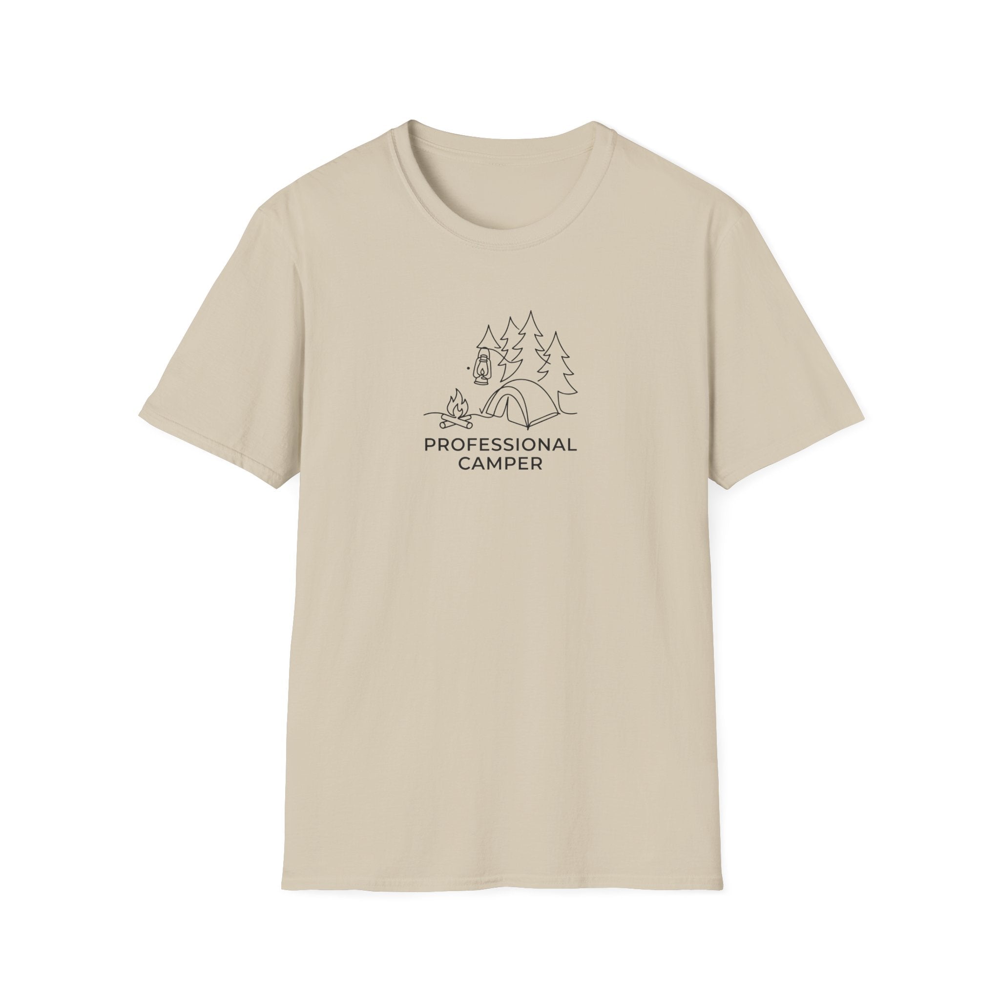 Professional Camper T-Shirt | Minimal Line Art Camping Design