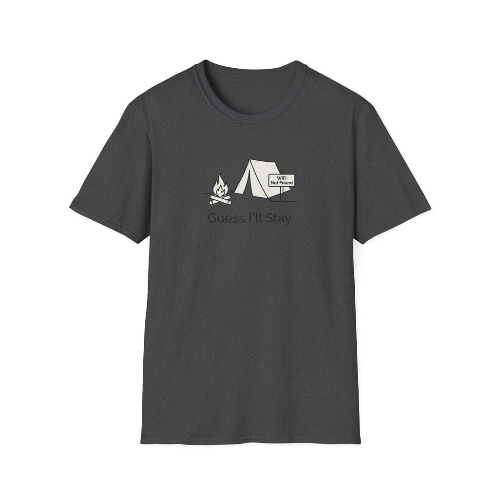 Guess Ill Stay camping tee | Tent and campfire graphic T-Shirt