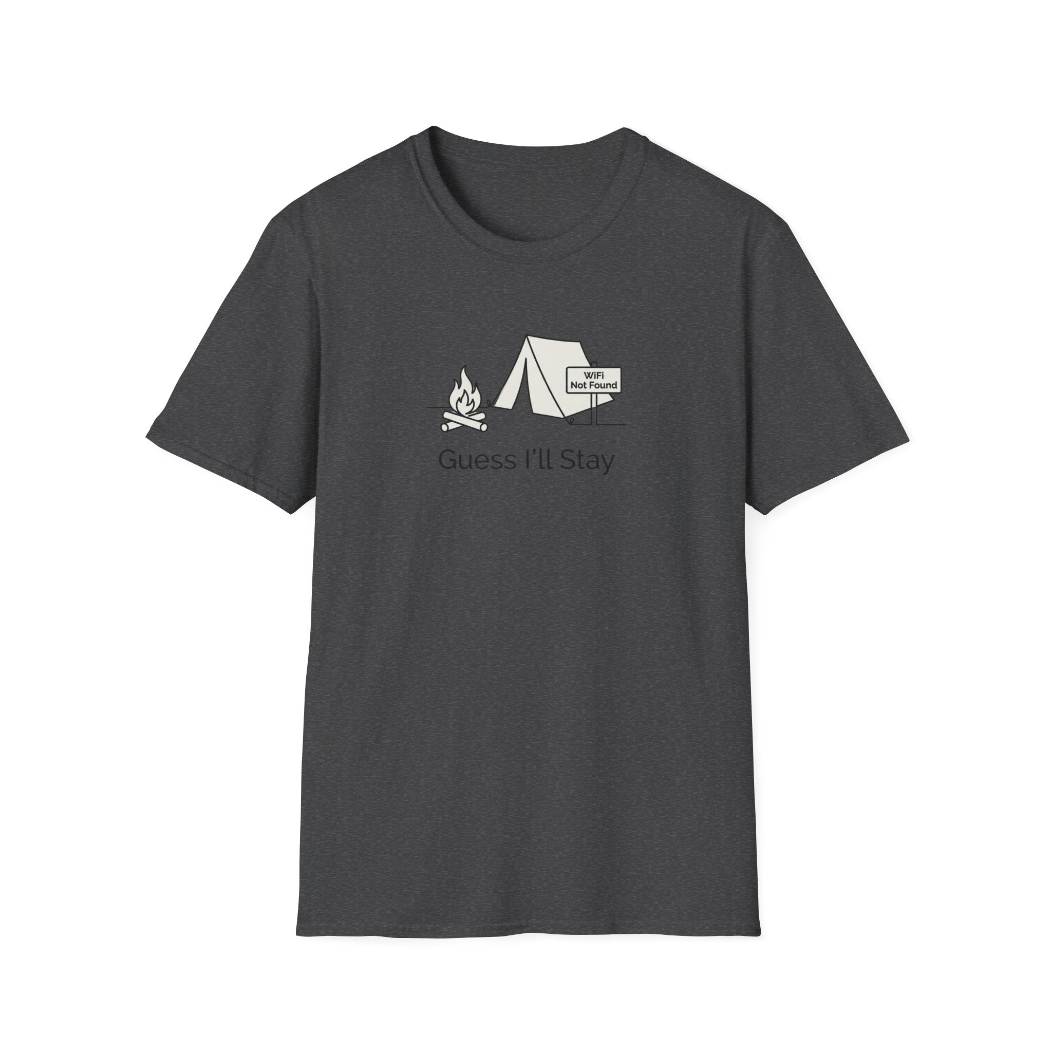 Guess Ill Stay camping tee | Tent and campfire graphic T-Shirt
