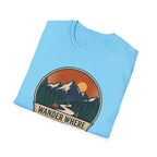 Wander Where The Signal Fades T-Shirt | Mountain Sunset Camping Design