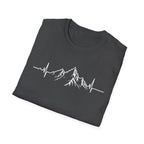 Mountain Heartbeat T-Shirt — Minimalist Mountain ECG Tee for Hikers & Outdoor Lovers