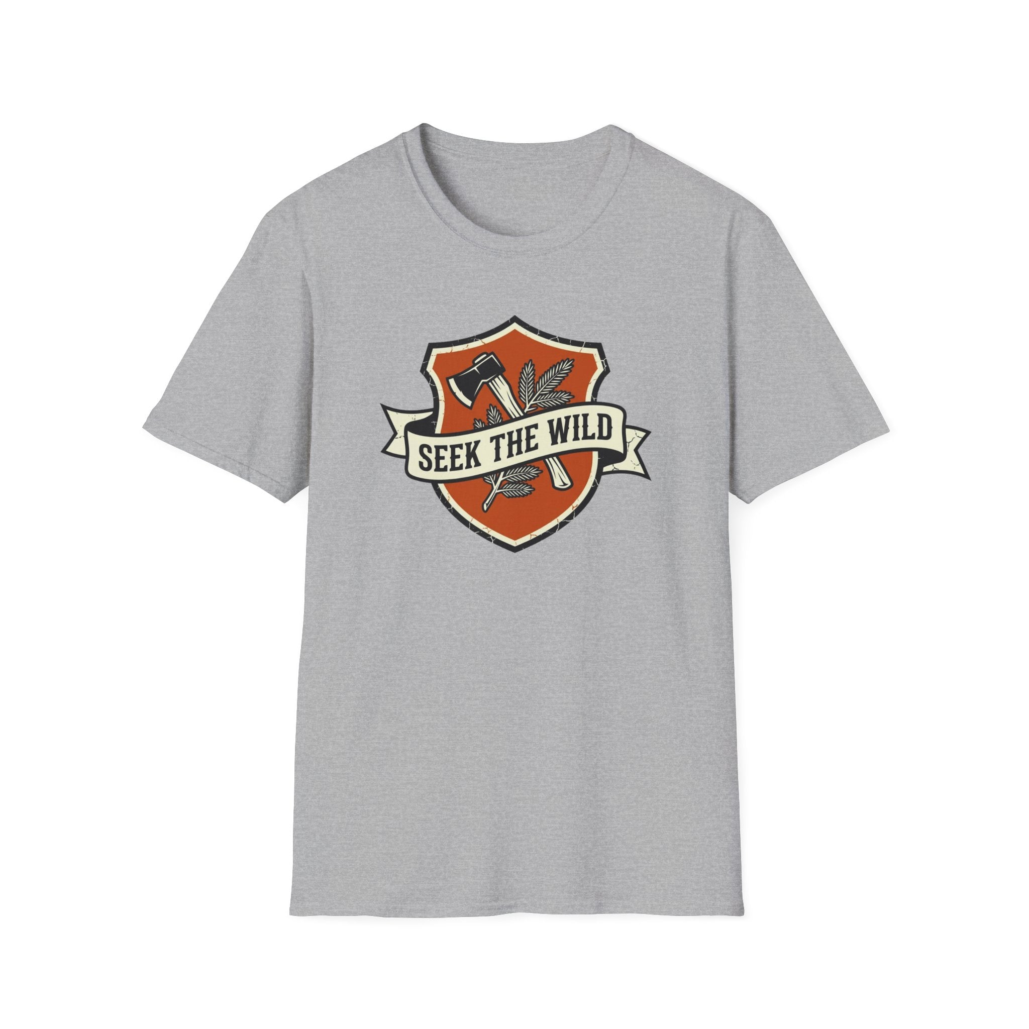 Seek The Wild emblem T-shirt | outdoor adventure badge design