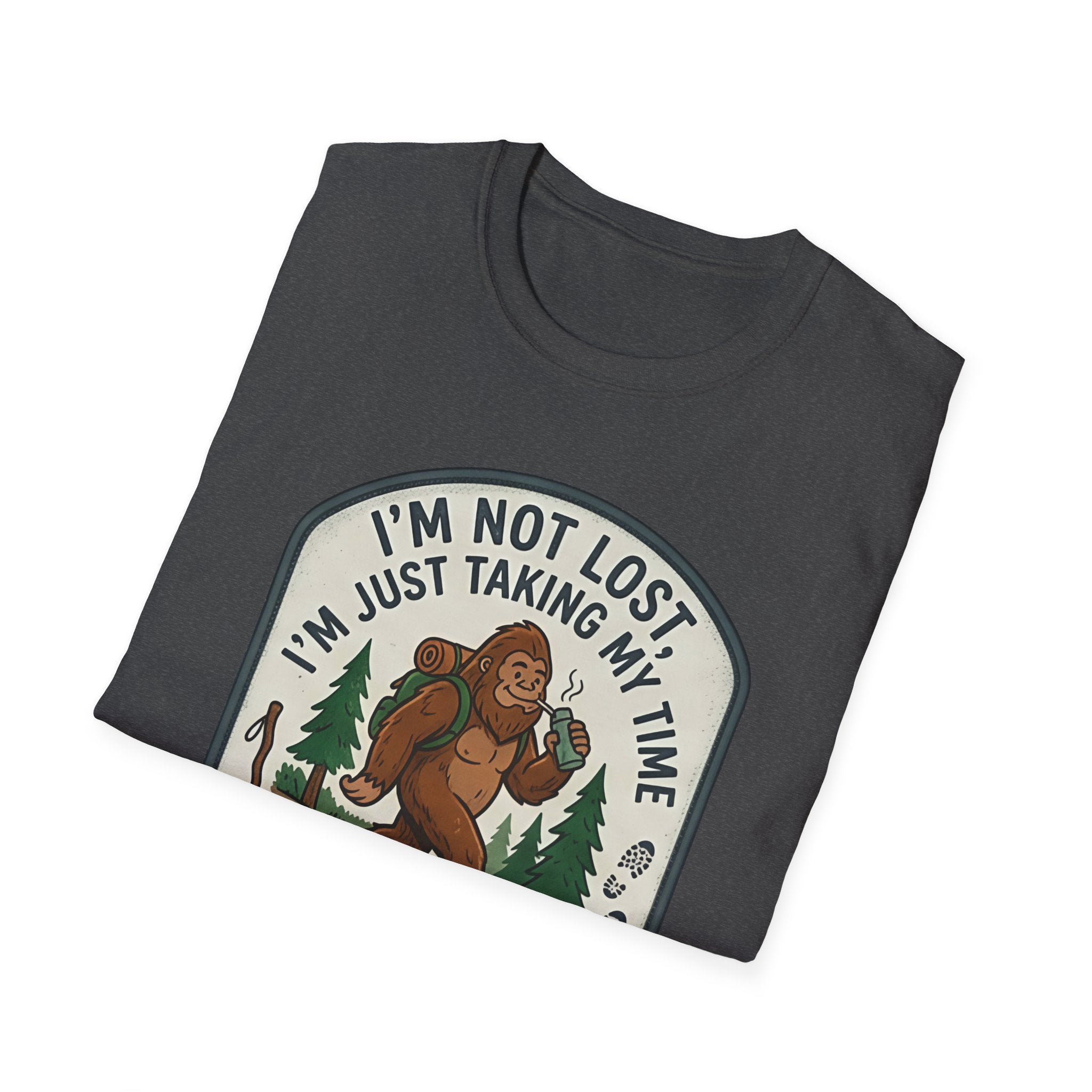 I'm Not Lost I'm Just Taking My Time Sasquatch T-Shirt | Slow Trails Club, Hiking Graphic