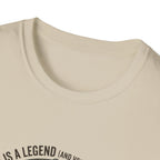 Dad is a Legend Camping T-Shirt | Bear, Campfire, Tent Cabin Illustration