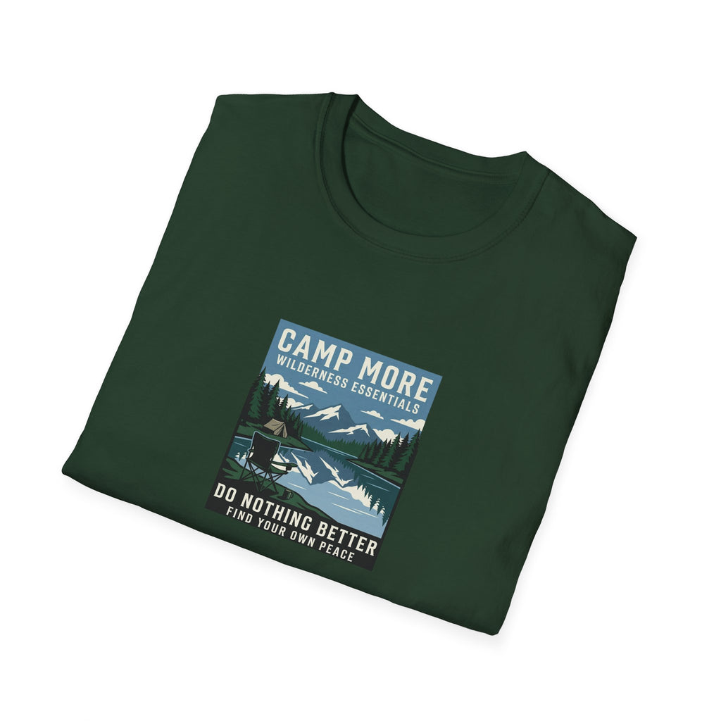 Camp More Wilderness Camping T-Shirt | Lake Mountain Poster Design