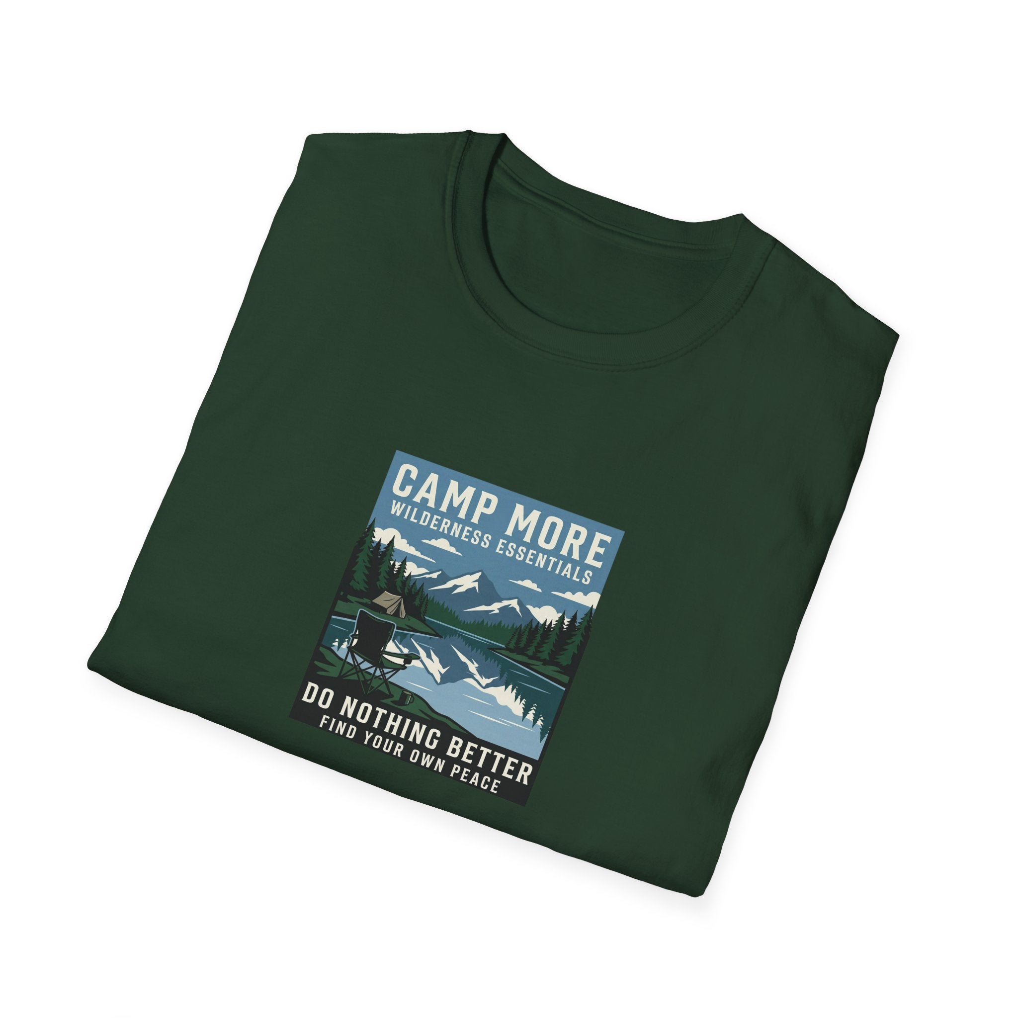 Camp More Wilderness Camping T-Shirt | Lake Mountain Poster Design