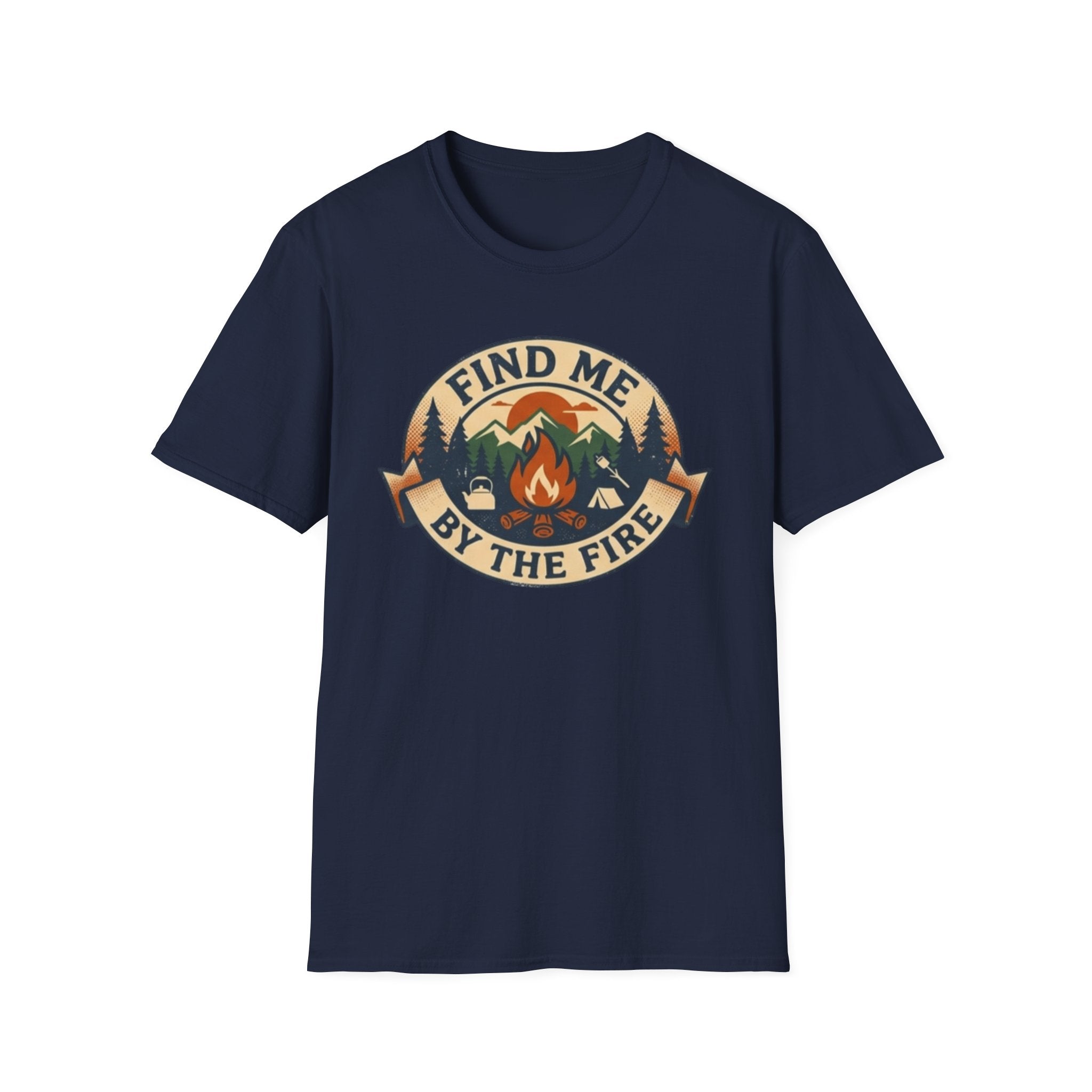 Find Me by the Fire T-Shirt | Campfire Mountains Camping Tee