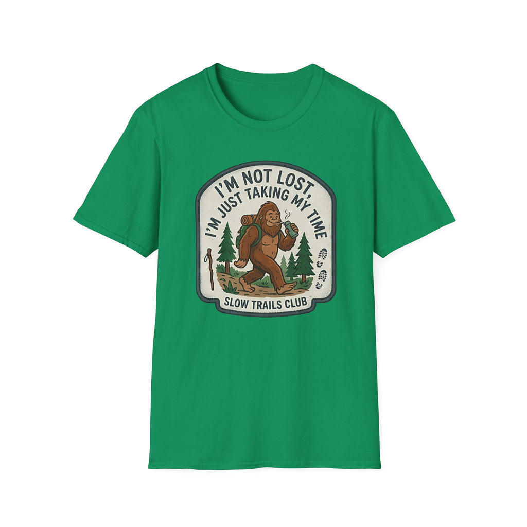 I'm Not Lost I'm Just Taking My Time Sasquatch T-Shirt | Slow Trails Club, Hiking Graphic