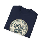 Catch and Release Mostly Release T-Shirt | Fishing Lake Tahoe Badge