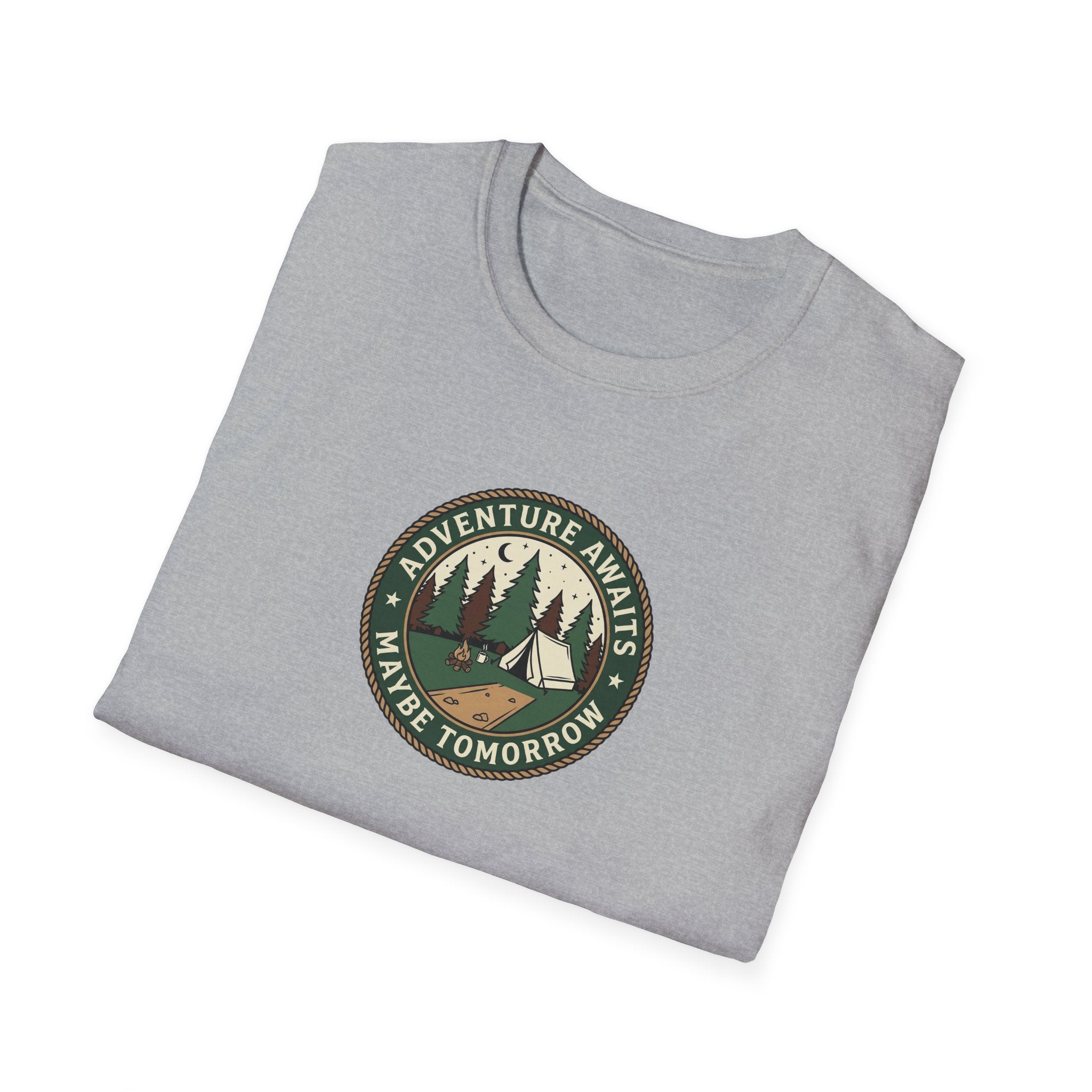 Adventure Awaits Maybe Tomorrow T-Shirt | Camping Patch Graphic