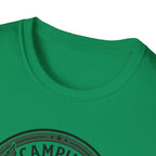 Camping Campfire Tent Graphic T-Shirt | Outdoor Adventure Cabin Design