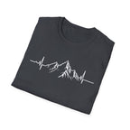 Mountain Heartbeat T-Shirt — Minimalist Mountain ECG Tee for Hikers & Outdoor Lovers