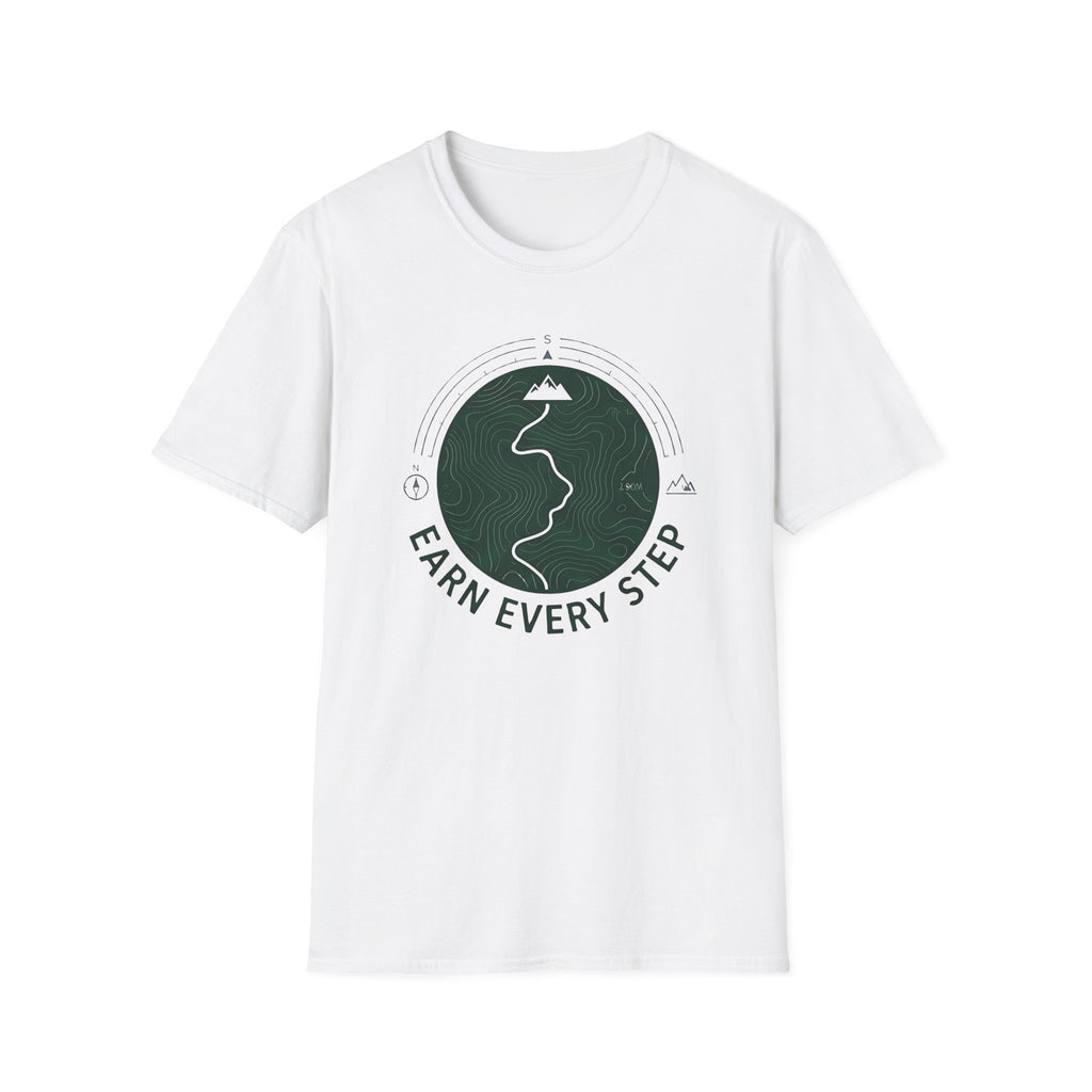 Earn Every Step T-Shirt | Hiking Mountain Trail Graphic