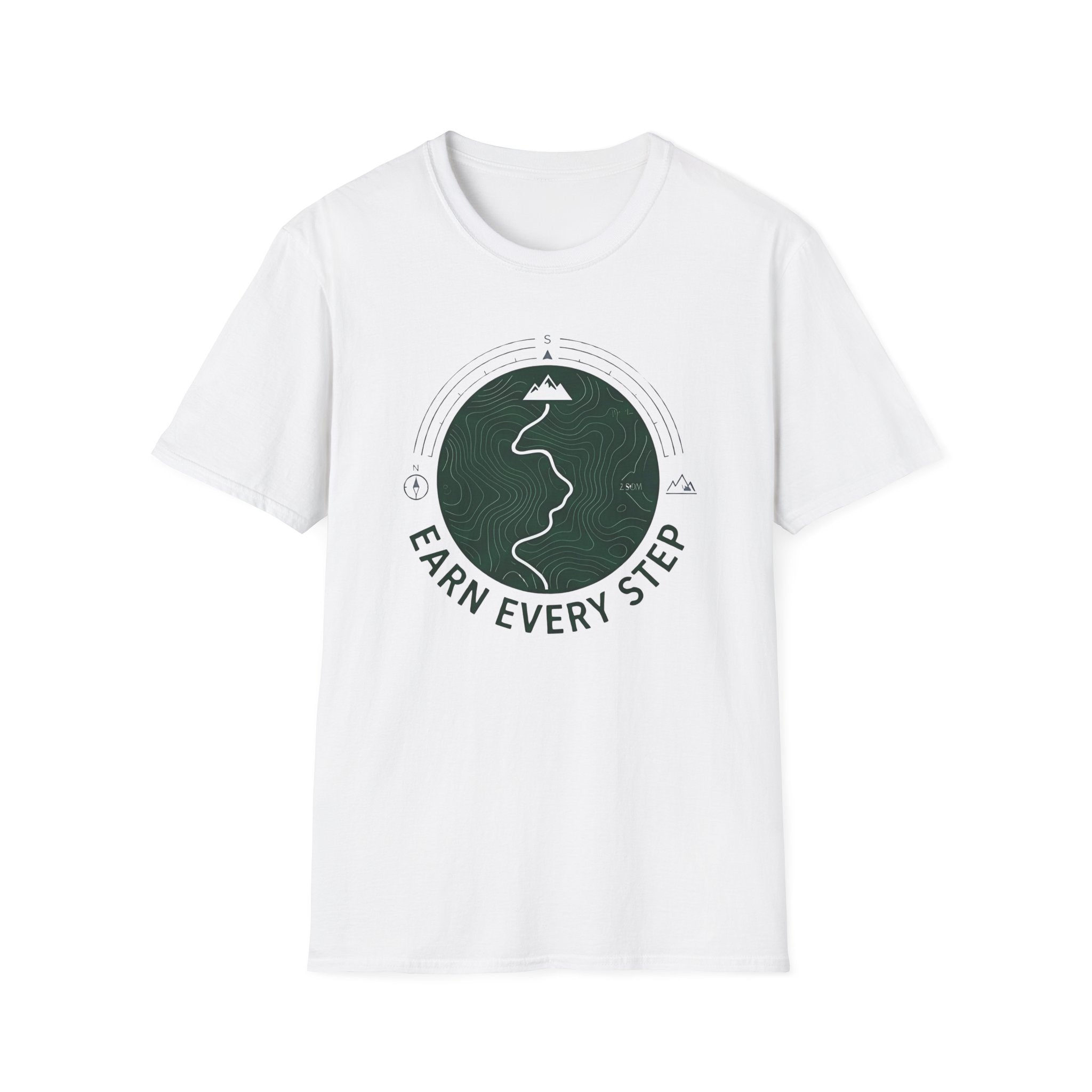 Earn Every Step T-Shirt | Hiking Mountain Trail Graphic