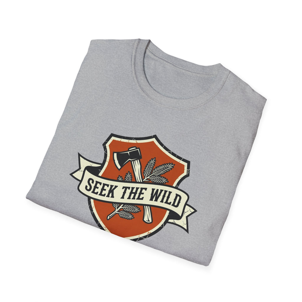 Seek The Wild emblem T-shirt | outdoor adventure badge design