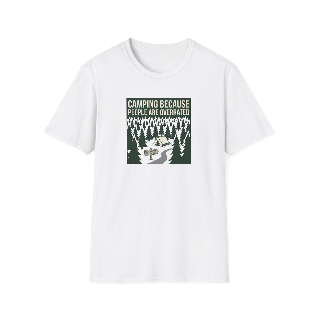 Camping Because People Are Overrated T-Shirt | Camper Graphic Tee, Forest Tent Design