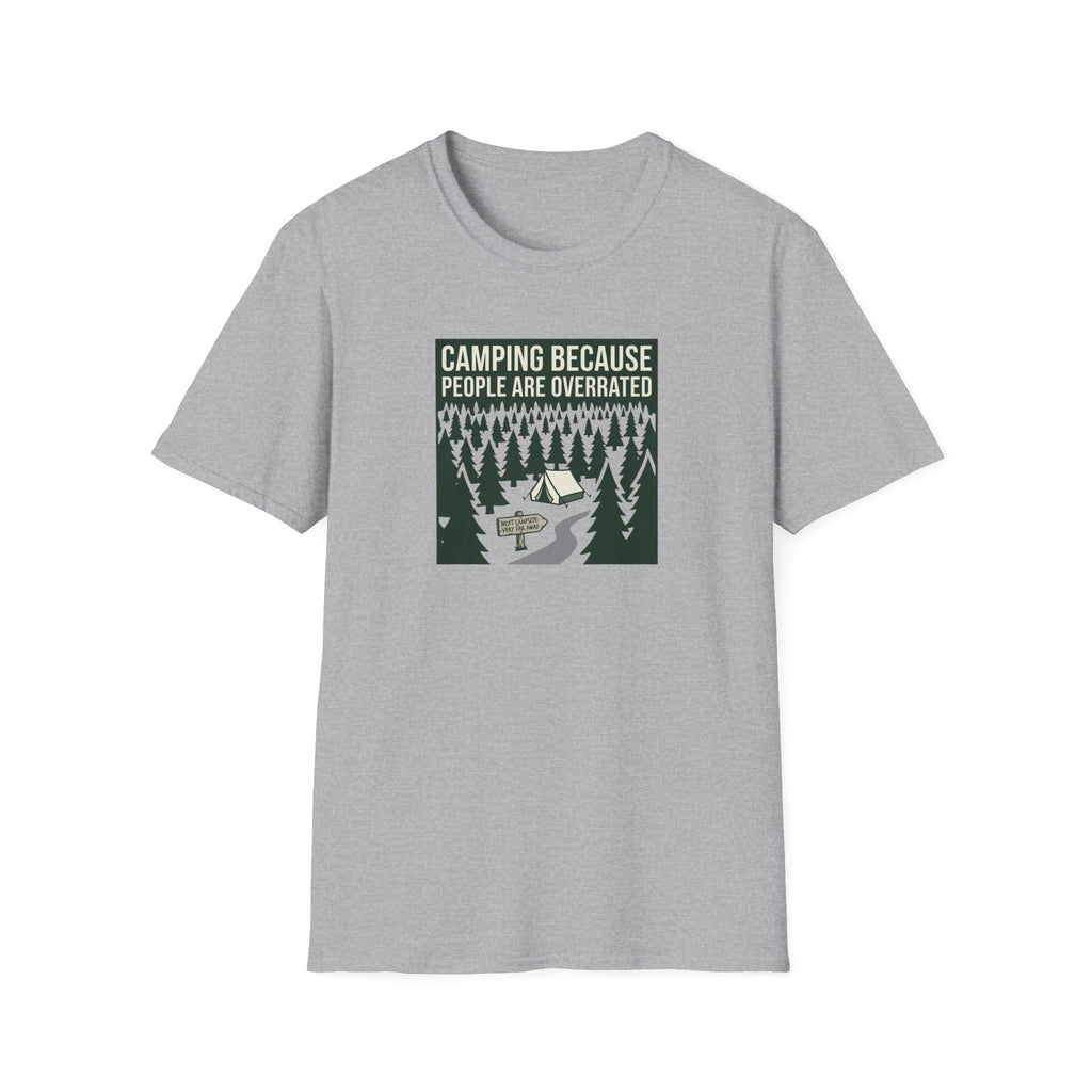 Camping Because People Are Overrated T-Shirt | Camper Graphic Tee, Forest Tent Design