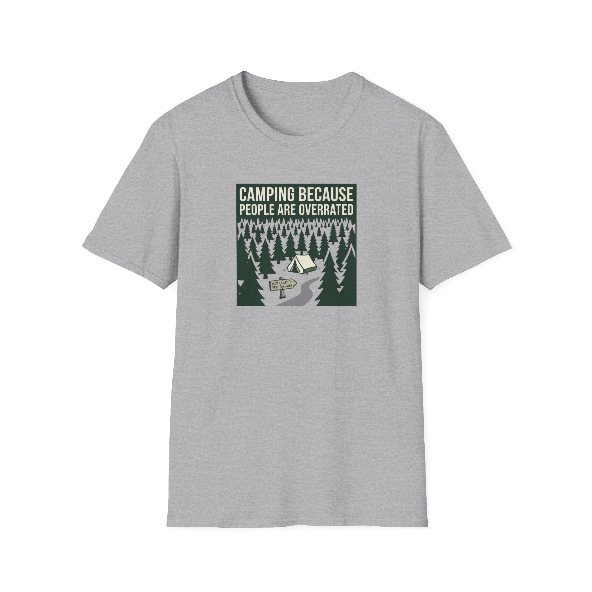 Camping Because People Are Overrated T-Shirt | Camper Graphic Tee, Forest Tent Design