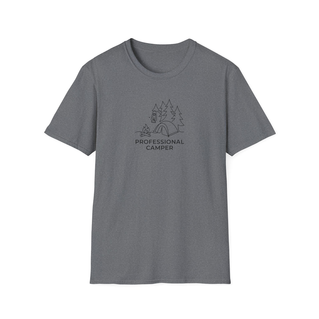 Professional Camper T-Shirt | Minimal Line Art Camping Design