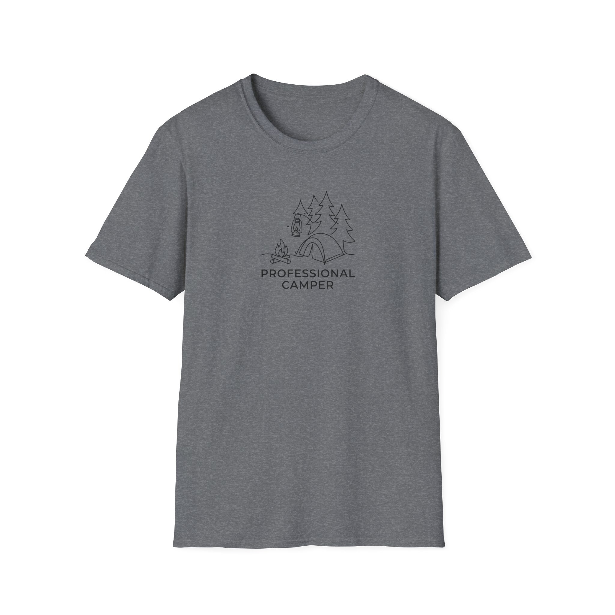 Professional Camper T-Shirt | Minimal Line Art Camping Design