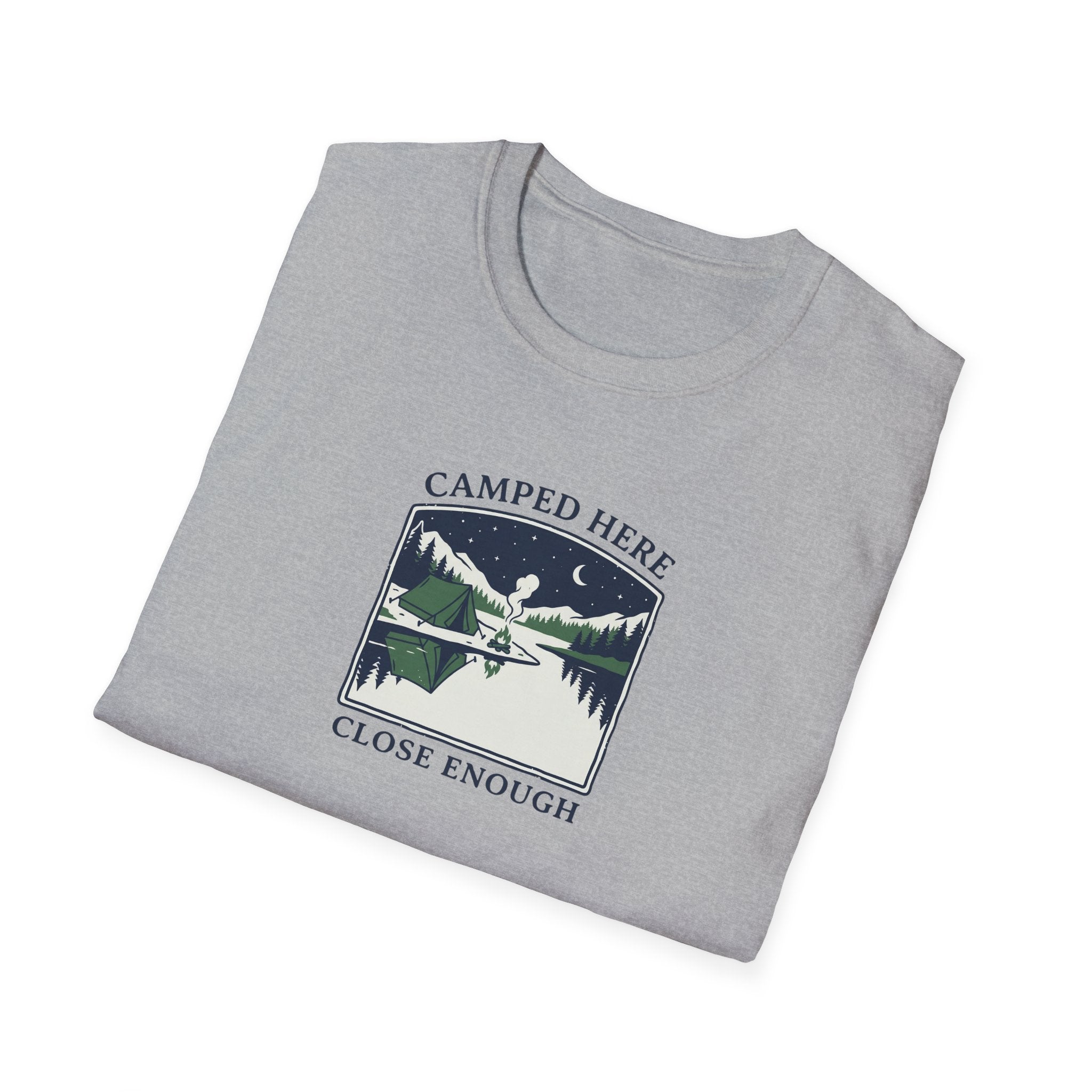 Camped Here Close Enough | T-Shirt, Canoe Lake Camping Graphic