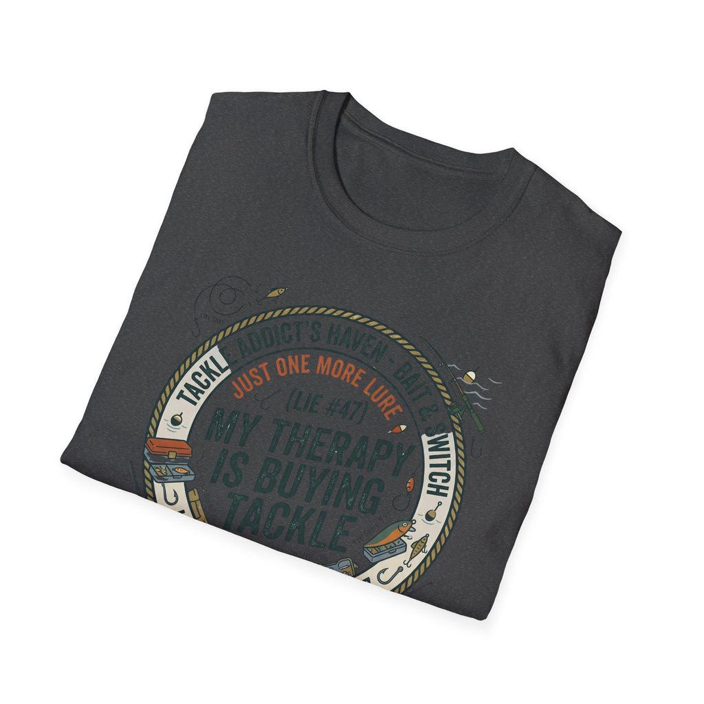 My Therapy Is Buying Tackle Fishing T-Shirt | Fishing Rod Reel Bait Angler Tee