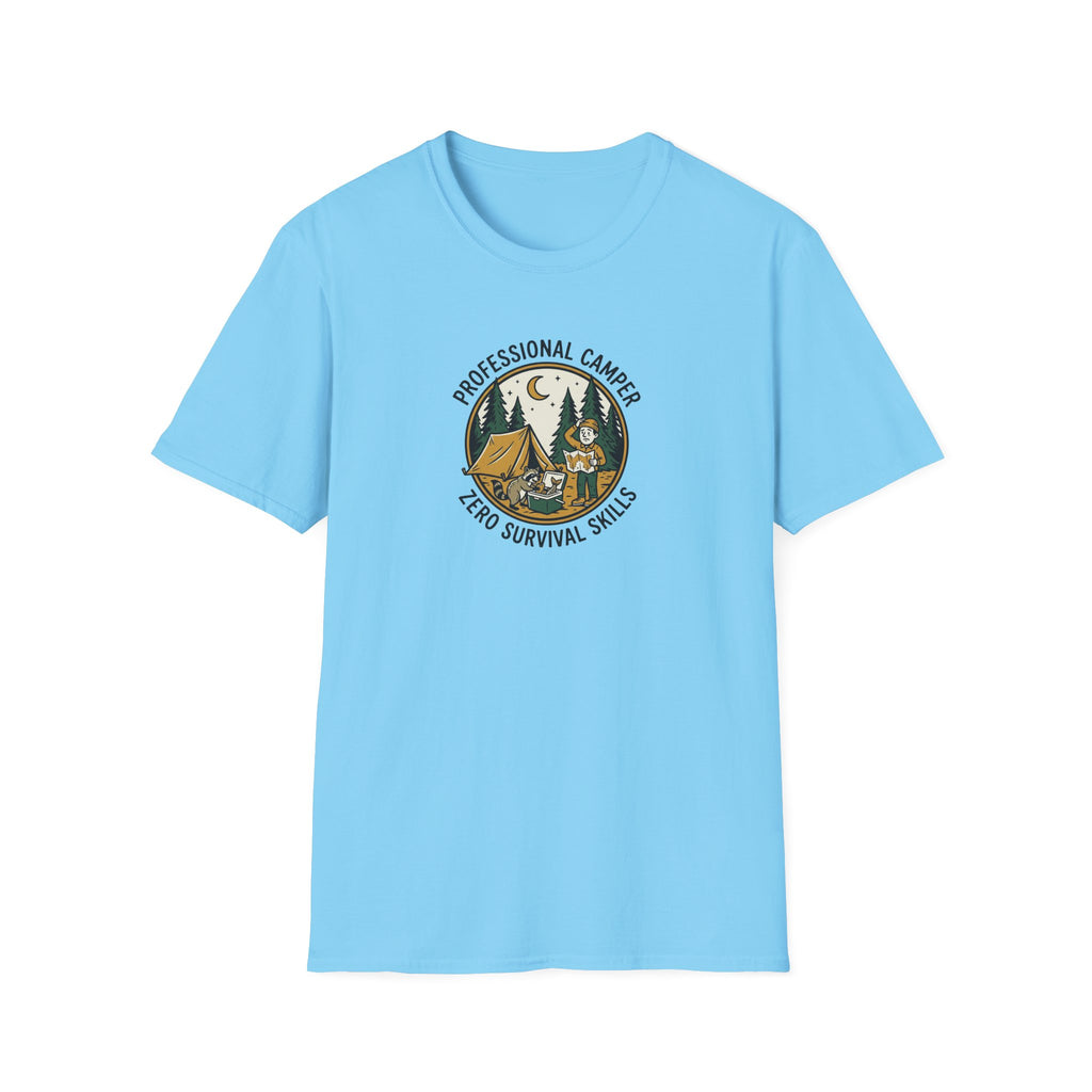Professional Camper Zero Survival Skills T-Shirt | Camping Graphic Tee