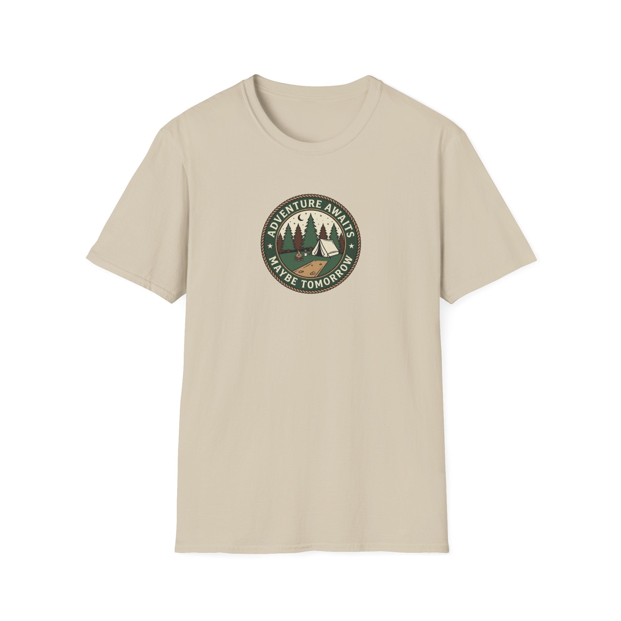 Adventure Awaits Maybe Tomorrow T-Shirt | Camping Patch Graphic