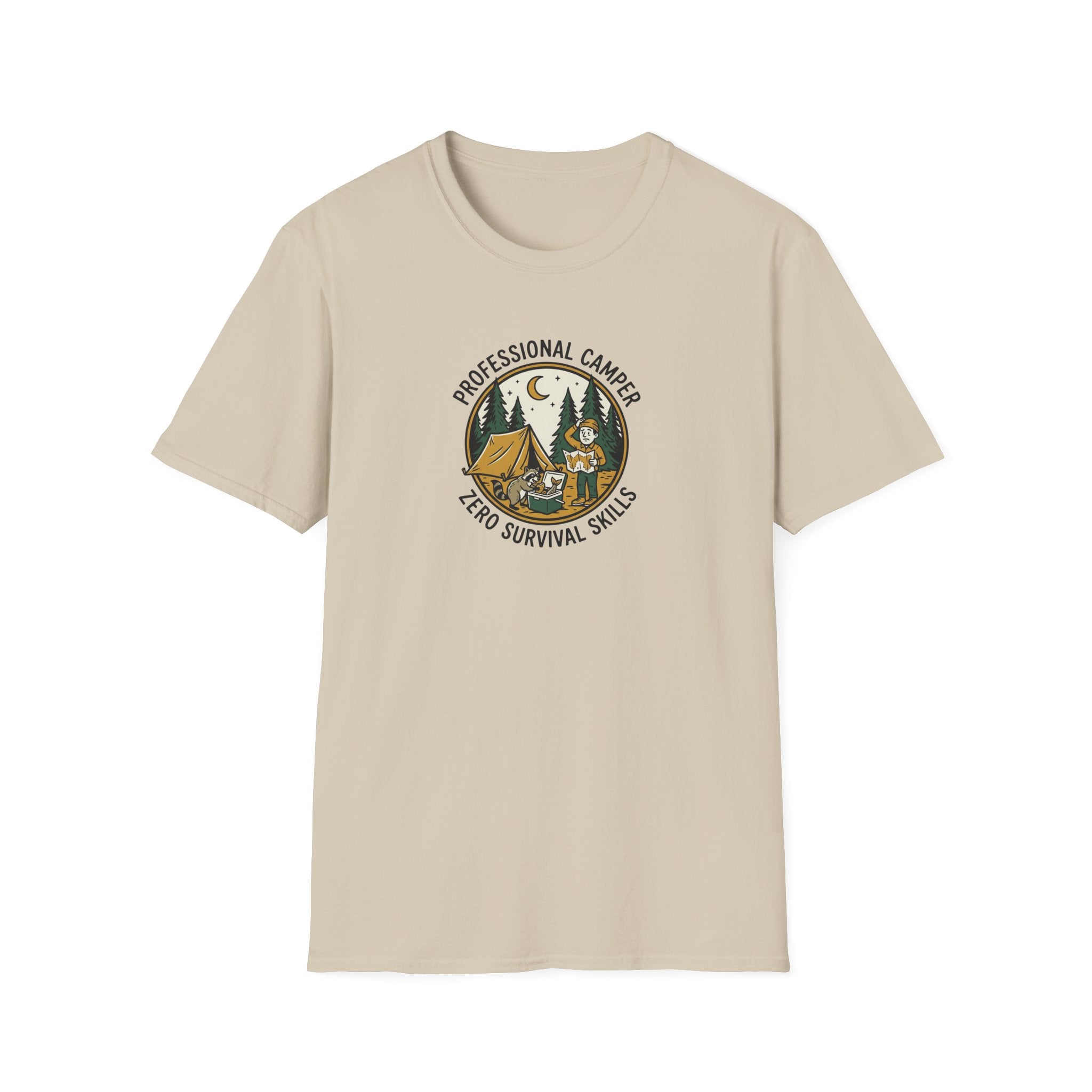 Professional Camper Zero Survival Skills T-Shirt | Camping Graphic Tee