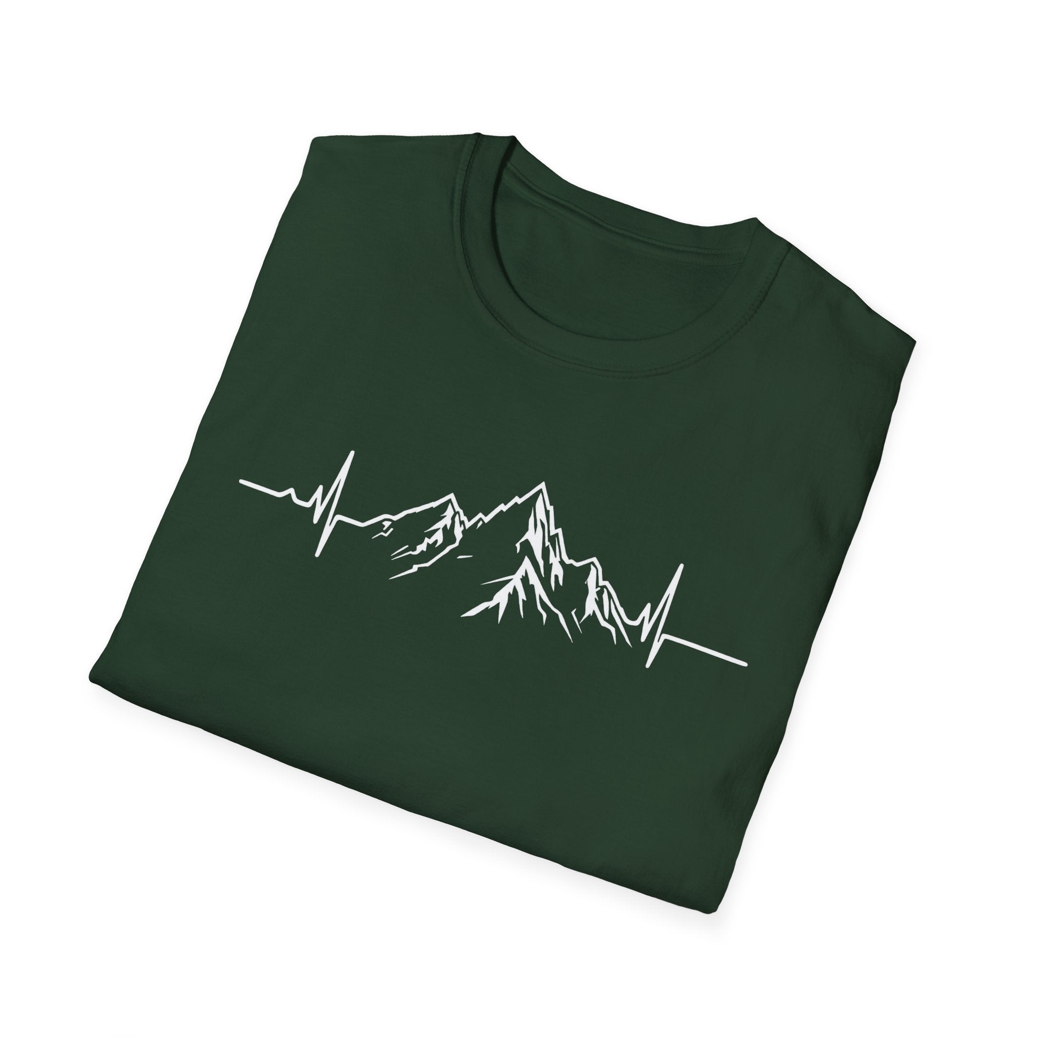 Mountain Heartbeat T-Shirt — Minimalist Mountain ECG Tee for Hikers & Outdoor Lovers