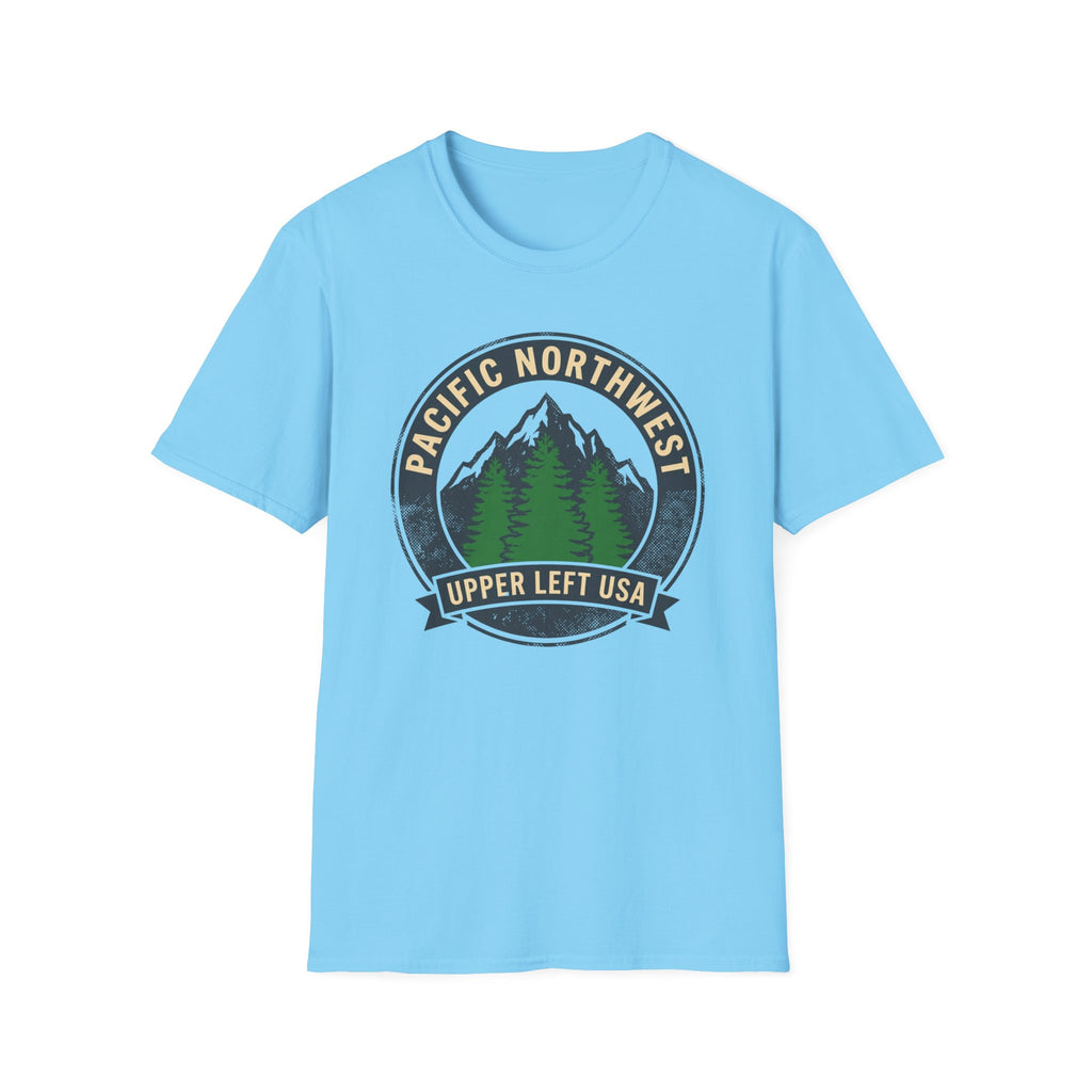 Pacific Northwest Mountain Pines T-Shirt | Upper Left USA graphic