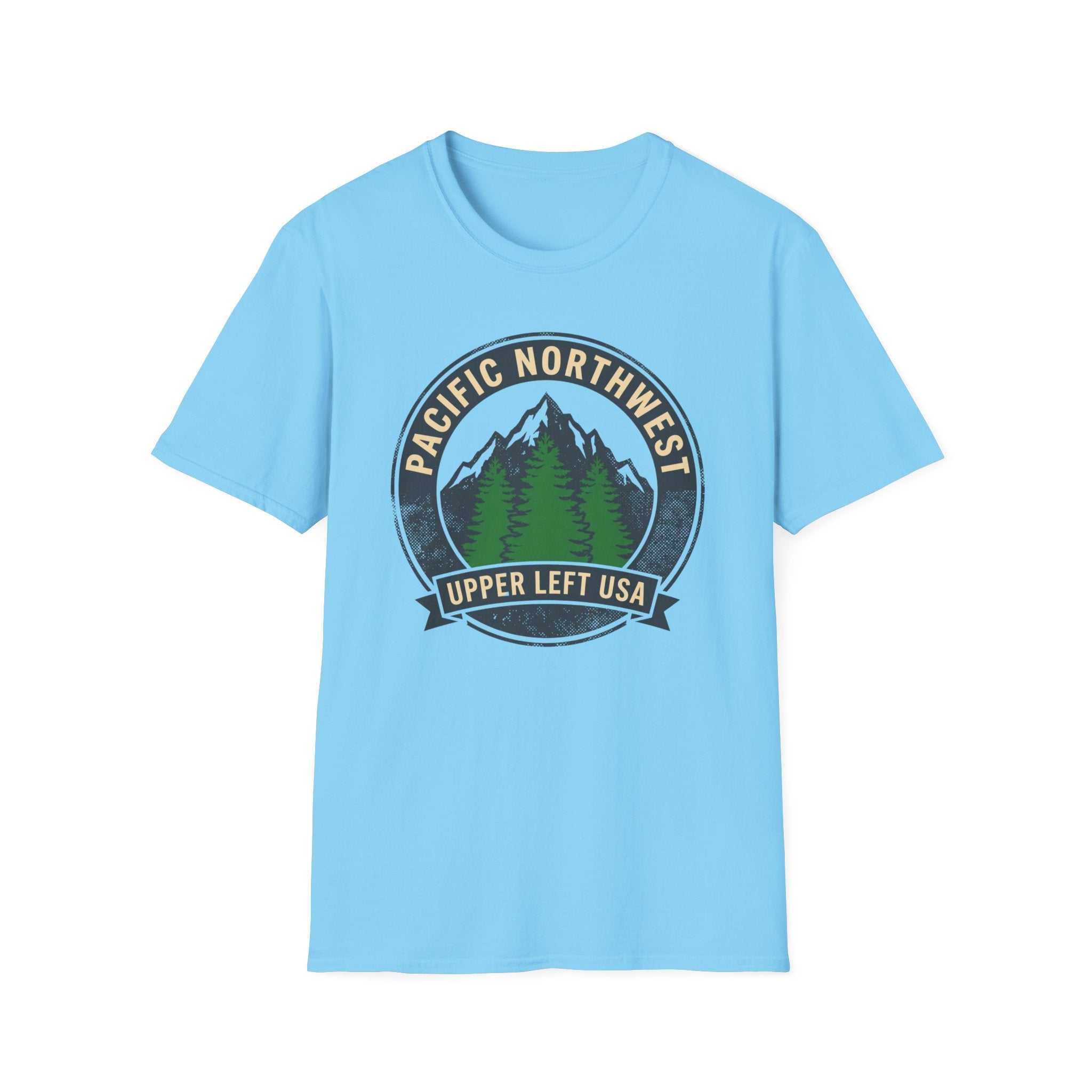 Pacific Northwest Mountain Pines T-Shirt | Upper Left USA graphic